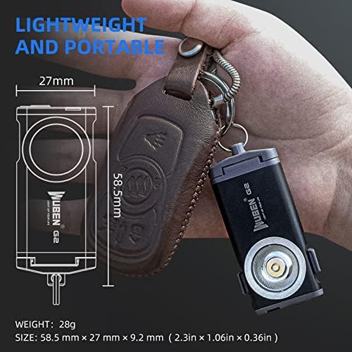 Wuben G2 Mini Flashlight Keychain, 500 лумени пополнети џебни фенерчиња, 5 режими Мала LED фенерче, EDC клуч за најсветла фенерче