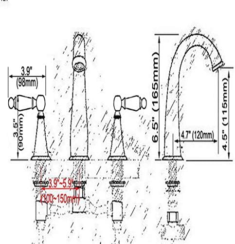 Антички црвен бакар широко распространета двојна рачка бања за миксери за миксери за миксери за миксери, монтирани 3 дупки,