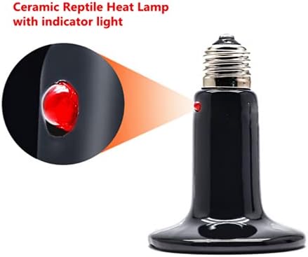 Qixivcom 200w керамичка топлинска ламба со влекачи со индикаторска светлина инфрацрвена емитер на топлина E26, светилки за топлинска ламба