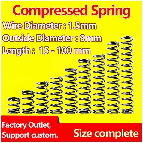 Ахегас Спрингс Компресија пролетен механички дијаметар на жицата 1,5мм / надворешен дијаметар 9мм ослободување на пролет компресија
