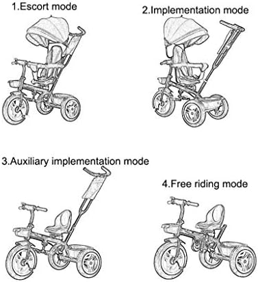 Waljx BicycleTricycle, Детски 4-во-1 повеќенаменски трицикл со сонце, 1-6 годишно бебе на отворено трицикл титаниум празно тркало, 2 бои,