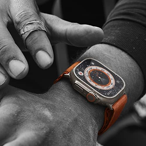 Apple Watch Ultra [GPS + Cellular 49mm] Паметен часовник W/Rugged Titanium Case & Starlight Alpine Loop Голем фитнес тракер, прецизен
