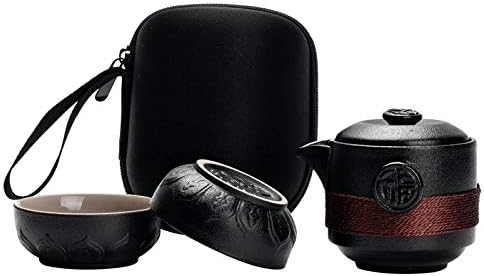 Црна грнчарска експресна чаша, една тенџере, две концентрични чаши за преносен чај за патувања