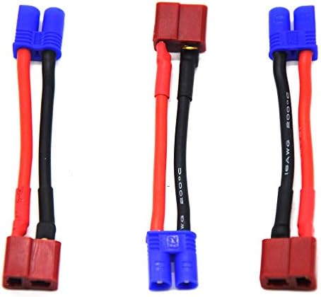 PADARSEY 3PCS EC2 MALE MALE TO ANTI-SKID T-PLUG DENIS ADAPTER ADNAL CONNECTOR ADAPTER 16AWG 1,96INCH/5CM WIRE за RC липо батерија