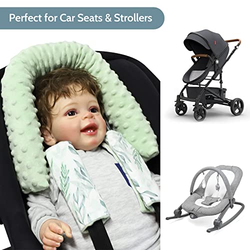 Покритие За Новороденче, Капак За Седишта За Бебешки Автомобил, Потпора За Глава За Седишта За Бебешки Автомобил, Зелен Лист