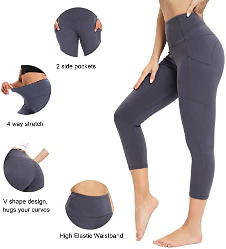 Ronlimo 3 Pack Capris хеланки со џебови со висока половината јога каприс за жени за трчање