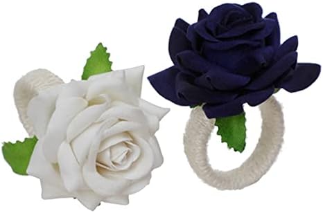 Zjhyxyh 6pcs роза цветна салфетка прстени, занаетчиски свилени цветни салфетки држач за салфери за вечера