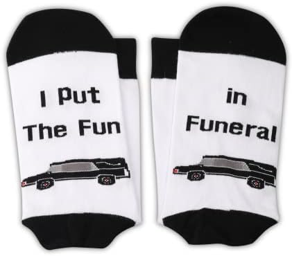 Jniap 2 пара погребни директор за чорапи Подарок од Андертејкер, ја ставам забавата на погреб за подарок за мрачен пријател
