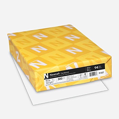 Точен индекс на хартија Neenah, 110-фунти, 8,5 x 11 инчи, 250 листови, White & Cardstock, 8,5 x 11, 90 lb/163 GSM, бело, 94 осветленост,