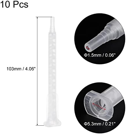 uxcell 10 парчиња епоксидни цевки статички миксер, 4,06-инчен пластична смола за мешање на млазницата рамен врв за апликација за лепило за лепило