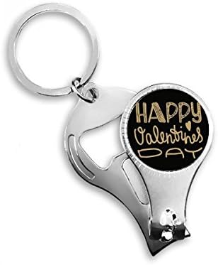 Среќен ден на в Valentубените, златен цитат стил, нокти прстен прстен клуч за шишиња со шише, клипер