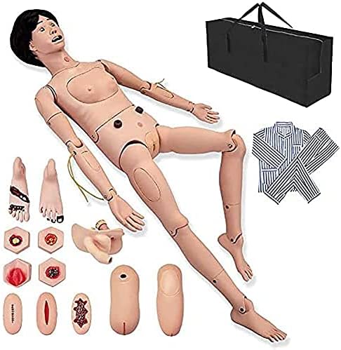 Wfzy Care Care Manikin Simulator со размена на гениталии и облека и модул за кревети и модул за траума и торба за складирање за обука на наставни