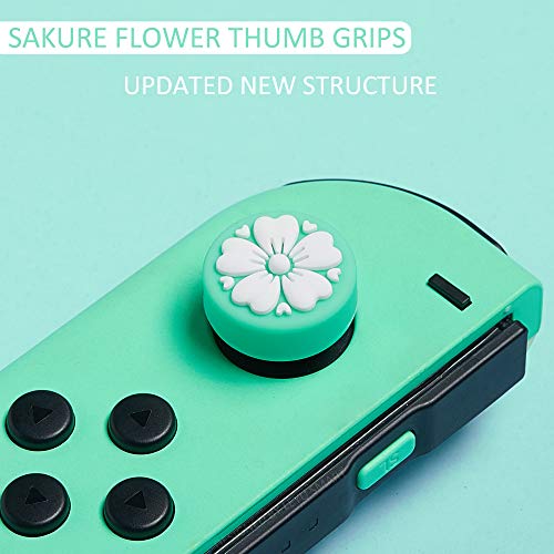 Лејусмарт Сакура Цвет со палецот на палецот, капаче за џојстик за Nintendo Switch/OLED/Lite, мека силиконска обвивка за oyокон Тумбик, 4 парчиња