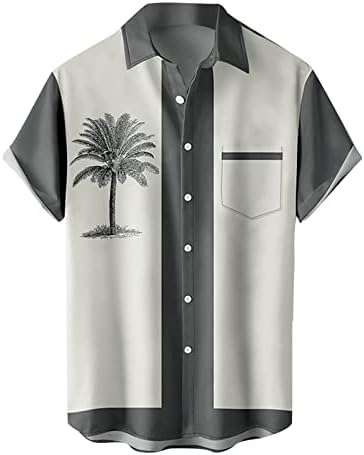 XXBR Машко копче надолу случајни кошули, кратки ракави летни шарени бои за крпеница гроздобер плажа Хавајска кошула тенис голф