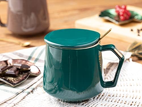 Lamodahome Felicia dolomite зелена уникатна кафе и чај чај со капак и лажица нова година специјална серија кул Божиќ топло чоколадо кригла