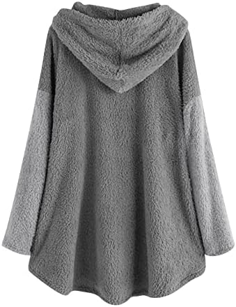 Женски есен и зимска обична цврста боја плишана топла качулка плус големина јакна фустани 2022