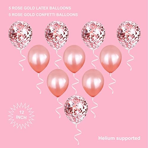 Тихупрли Рак Слободен Партија Декор - Роза Злато - 16 ЈАС ЗАПОЧНА РАК, но Фолија Балон + 5 Конфети Балони + 5 Латекс Балони-Рак