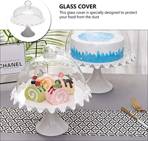 Стаклена торта тава за тава за торта со покривка керамичка торта чинија десерт чакциски дисплеј штанд торта со стаклена купола