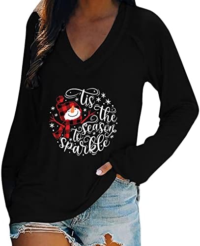 Блузи за празнична Туника За Жени 2022 Мода Снешко Кошули Со Долги Ракави Со Долг Ракав Лабава Фит Пуловер Обични Божиќни Маици