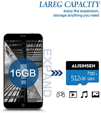 Микро SD Картичка 512GB Со Адаптер Со Голема Брзина Класа 10 Мемориска Картичка За Андроид Паметен Телефон,Дигитална Камера, Таблет И Беспилотни