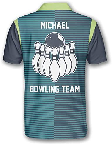 Прилагодени кошули за куглање за мажи, персонализирани маички за куглање со име и име на тимот, обични кошули за куглање поло