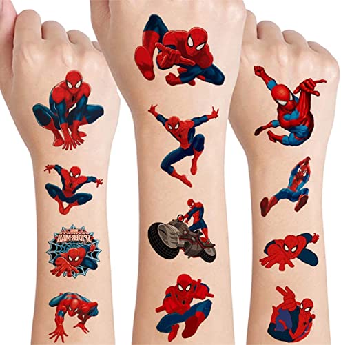 Hcnocnb Spider_man Привремени Тетоважи Поставени За Деца Суперхерој Одмаздници Привремени Тетоважи За Момчиња