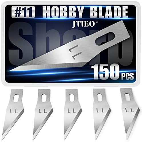 JTieo 150 парчиња точни ножеви ножеви 11, остри хоби ножеви лопати, лопати со високи јаглеродни челични занаетчиски ножеви, 11 лопати за замена на ножеви, точни лопатки за