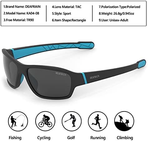 Глуви Спортски Поларизирани Очила За Сонце За Мажи Жени Риболов Трчање Голф Нераскинлива TR90 Рамка Ув400 Заштита