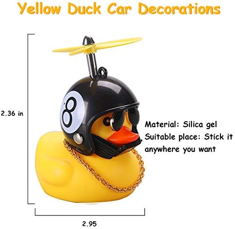 Венлуу автомобил патка, украси од гума патка, табла играчка 2 пакети мали украси од патка со пропелери очила златен ланец