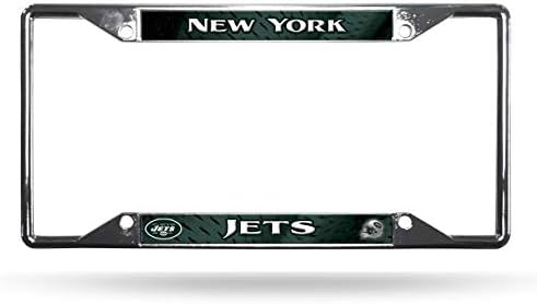 Rico Industries NFL New York Jets регистарска табличка Framelicense Plate Flath Chrome ez View, Team Bolors, една големина