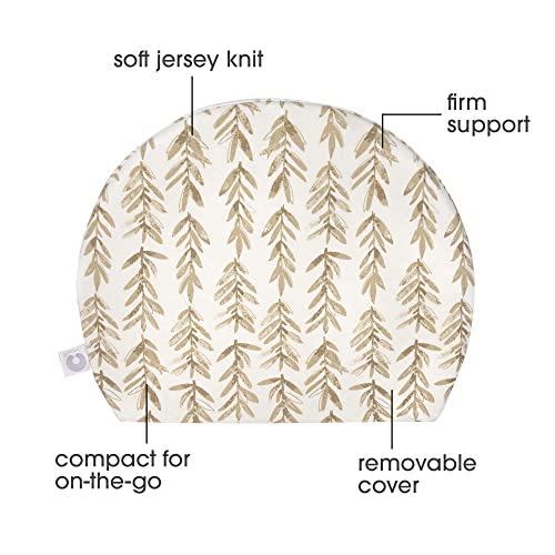 Boppy бременост клин перница со отстранлив капа на перница од Jerseyерси, дизајн на таупе трева, цврста компактна поддршка, преносна пренатална