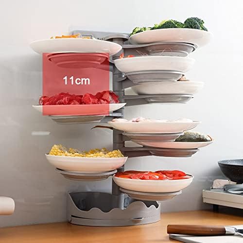 Xwozydr повеќе нивоа ротирачки садови за заштеда на пластична кујна подготвителна алатка за приказ на wallид поставена плоча Организатор за организатор