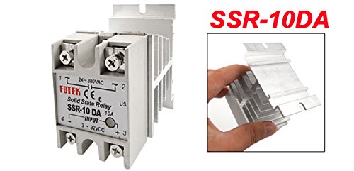 UXCELL единечна фаза на цврста состојба SSR-10DA 10A 3-32V DC 24-380V AC + топлински мијалник