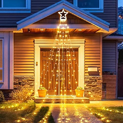 Стринг -светла на Starвездите од Месеба, отворено декорација на внатрешен двор 317 LED водопади новогодишни елки светла внатрешни светла за украсување