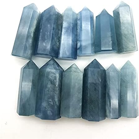 Binnanfang AC216 4PC Природно сино аквамарински кварц Кристална точка кула чакра заздравување скапоцени камења за домашни украси Природни