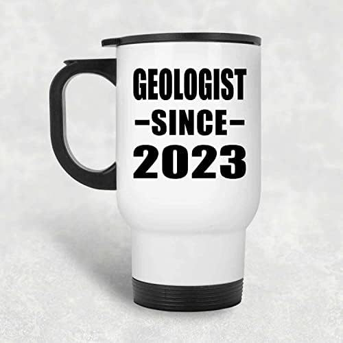 Дизајнифицирај геолог од 2023 година, бело патување кригла 14oz не'рѓосувачки челик изолиран Тумблер, подароци за роденденски
