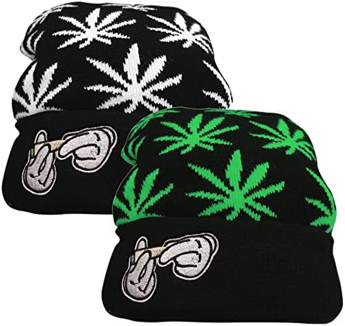 Изус марихуана плевел манжетна со плескавици - плетена зимска капа за жени мажи
