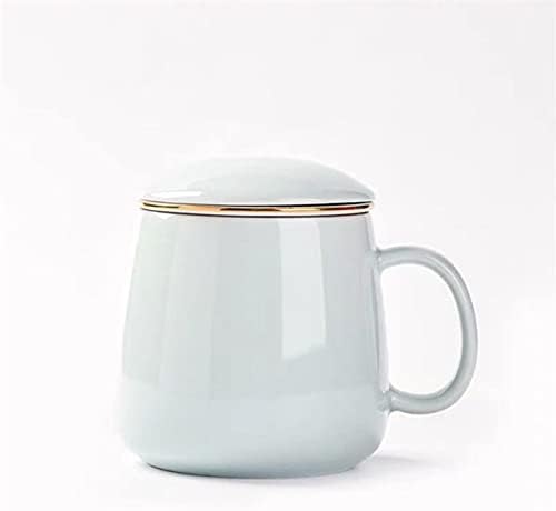 ДОДУНА Керамичка Едноставна Чајна Кригла Порцелан Креативен Чај Чаша За Одвојување Вода Со Капак И Филтер Практична Домашна Канцеларија