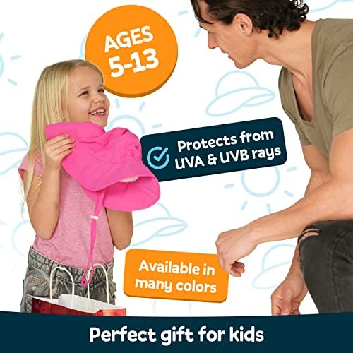 Geartop Kids Sun Hat за момчиња и девојчиња со UV 50+ заштита, детски корпи капи, сафари, риболов капа, капи на плажа 5-13 y