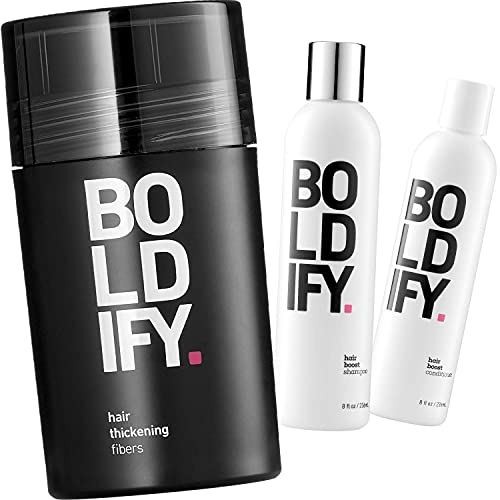 Влакна за коса + шампон + балсам: Boldify Begenten & Grownage пакет за мажи и жени