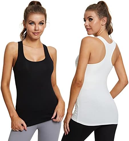 WSDEYA RACERBACK TARKUTION TANK TOPS за жени резервоари за јога со вграден градник атлетска активна облека