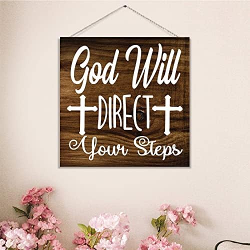 Бог ќе ги насочи вашите чекори дрвена потпишување Библијата стих дрвена плакета религиозен христијанин Бог Исус декоративен плакета