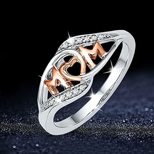 2023 година Нова мајка двојна изјава во боја Loveубовта прстени писмо мама мама loveубов кон мама женски прстени прстени прстени