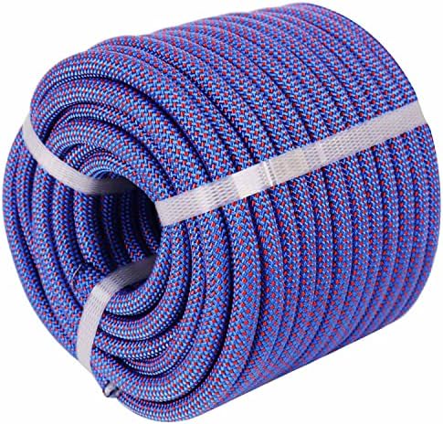 Crayza двојно плетенка полиестер јаже силно арбористичко местење јаже 48 нишки за искачување на замав што влече едрење, сина/црвена боја