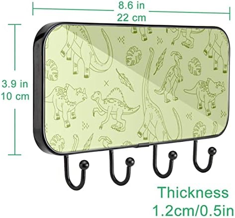 Зелена Рака Подготвени Диносаурус Шема Печатење Палто Решетката Ѕид Монтирање, Влезот Палто Решетката со 4 Кука За Капут Капа Пешкир Чанта
