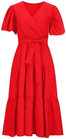 Нокмопо плус фустан со големина за жени, женски летен случај, печатен половината со краток ракав, долг фустан бохо фустан