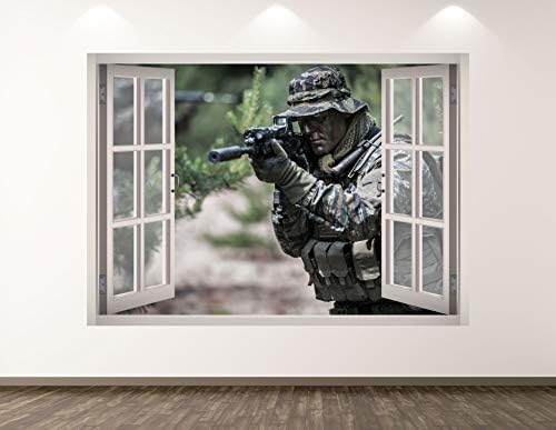 Војник wallид Декл уметнички декор 3Д прозорец Камуфлажа мисија налепница Мурал Детска соба обичај подарок BL287