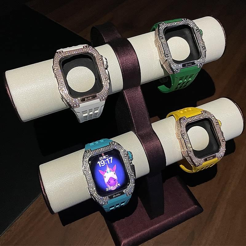 HOUCY mod комплет За Apple Watch Серија 8 7 45mm Титаниум Легура Случај И Гумена Лента за iwatch 45mm Замена Часовник Нараквица Додатоци