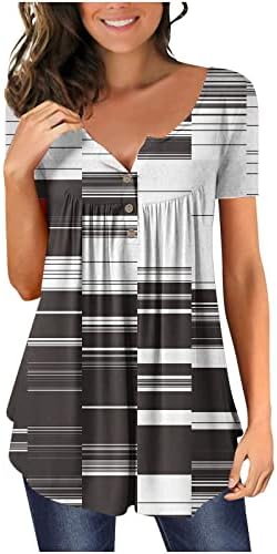 Adhowbew женски врвови плус големина фустани обични v вратот кратки ракави кошули лето слатки велигденски графички маици