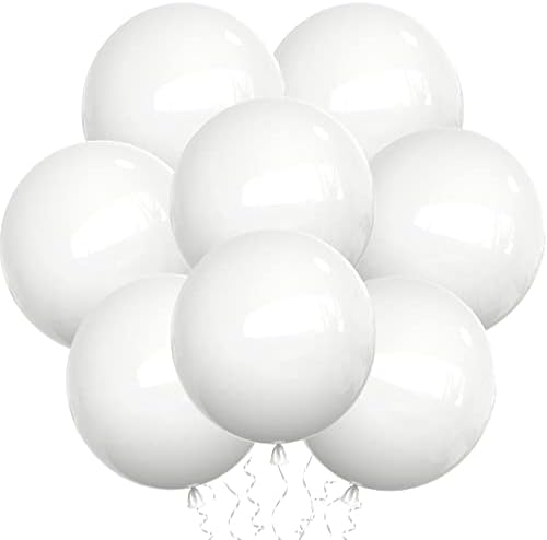 Бели Балони Латекс Партија Балони - 20 Пакет 18 Инчен Големи Бели Подебели Балони Големи Круг Хелиум Балони За Бебе Туш Свадба